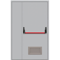 Дверь противопожарная ДПМ-1,5Г с антипаникой, вент.решеткой двупольная