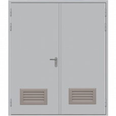 Дверь противопожарная ДПМ-2Г с вент.решеткой двупольная