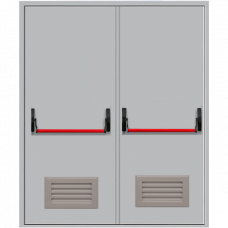 Дверь противопожарная ДПМ-2Г с антипаникой вент.решеткой двупольная