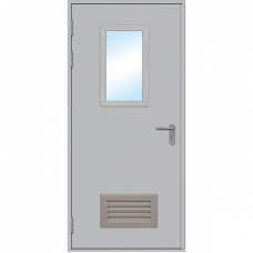 Дверь противопожарная ДПМ-1 О остекленная с вент.решеткой однопольная
