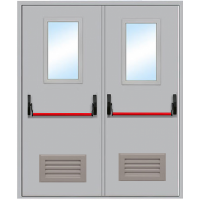 Дверь противопожарная ДПМ-2 О антипаника двупольная остекленная с вен.решеткой