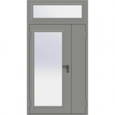 Полуторная огнестойкая металлическая дверь ДПФО-2-7 EI-60 со стеклом