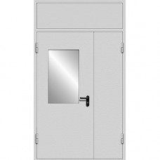 Полуторная огнеупорная дверь ДПФО-2-6 EI-60 со стеклом